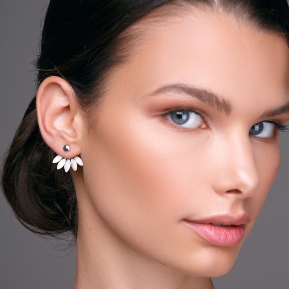 LAST ONE! Silver Round Studs/Petal Earring Jackets - Picture 3 of 7